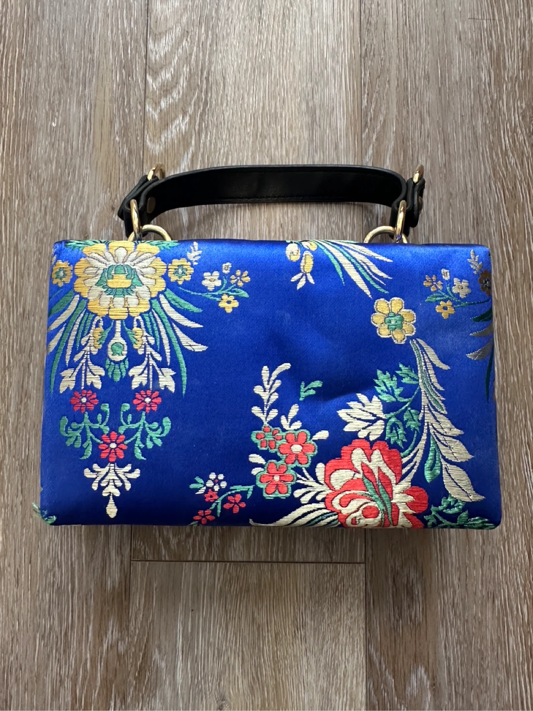 Blue Brocade Clutch with Floral Pattern - photo 2