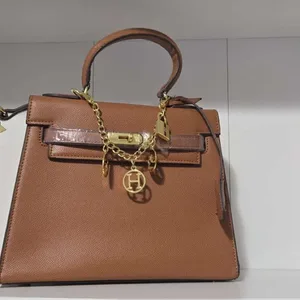 Brown HERMES BERKIN Satchel Handbag with Gold CharmS