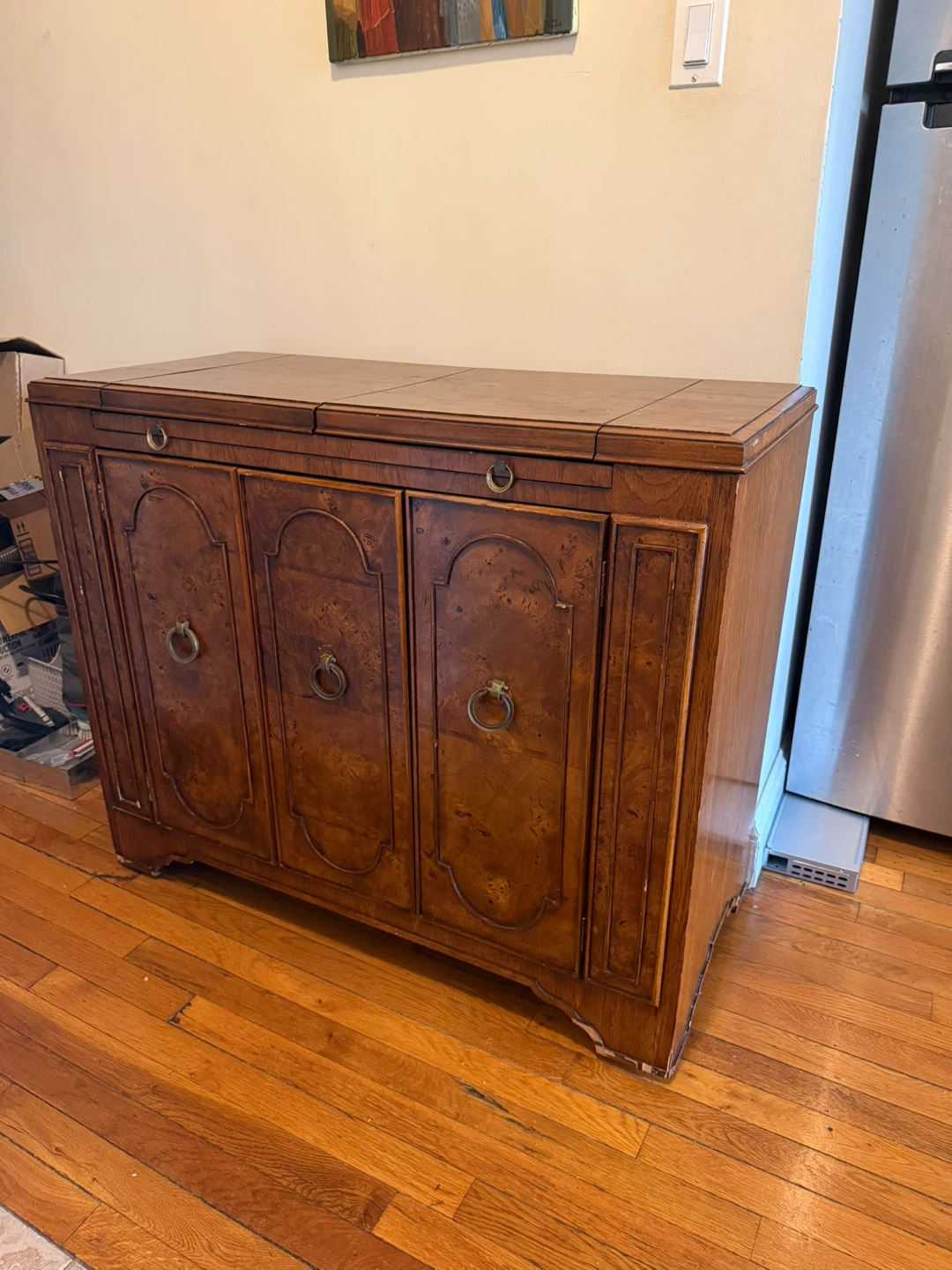 Vintage Wooden Bar Cabinet with 3 Doors
