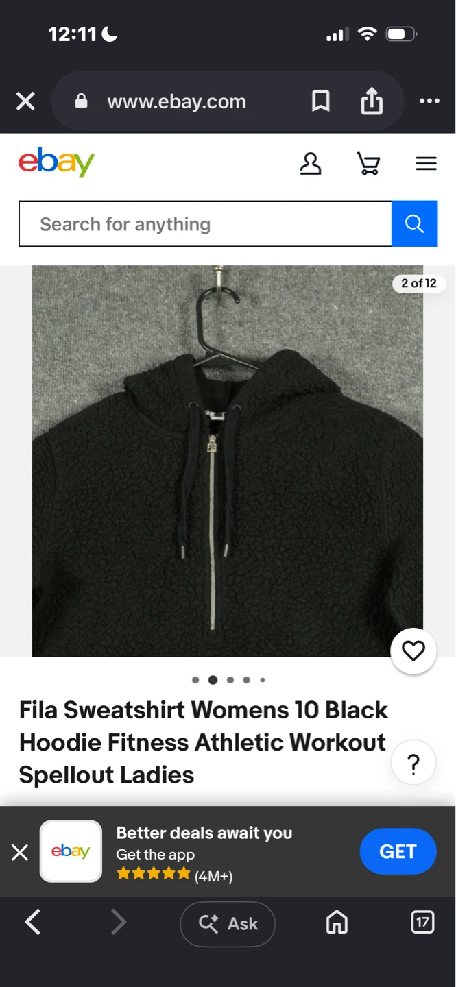 New! Fila LOT / set Black Sherpa Quarter-Zip Hoodie - photo 4