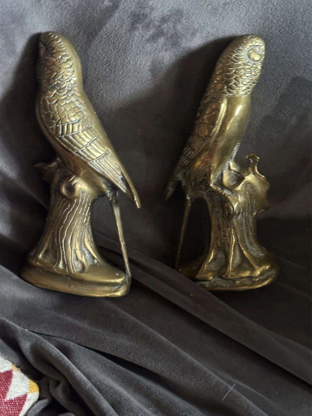 Pair of Vintage Brass Mid Century Love Bird Figurines - photo 2