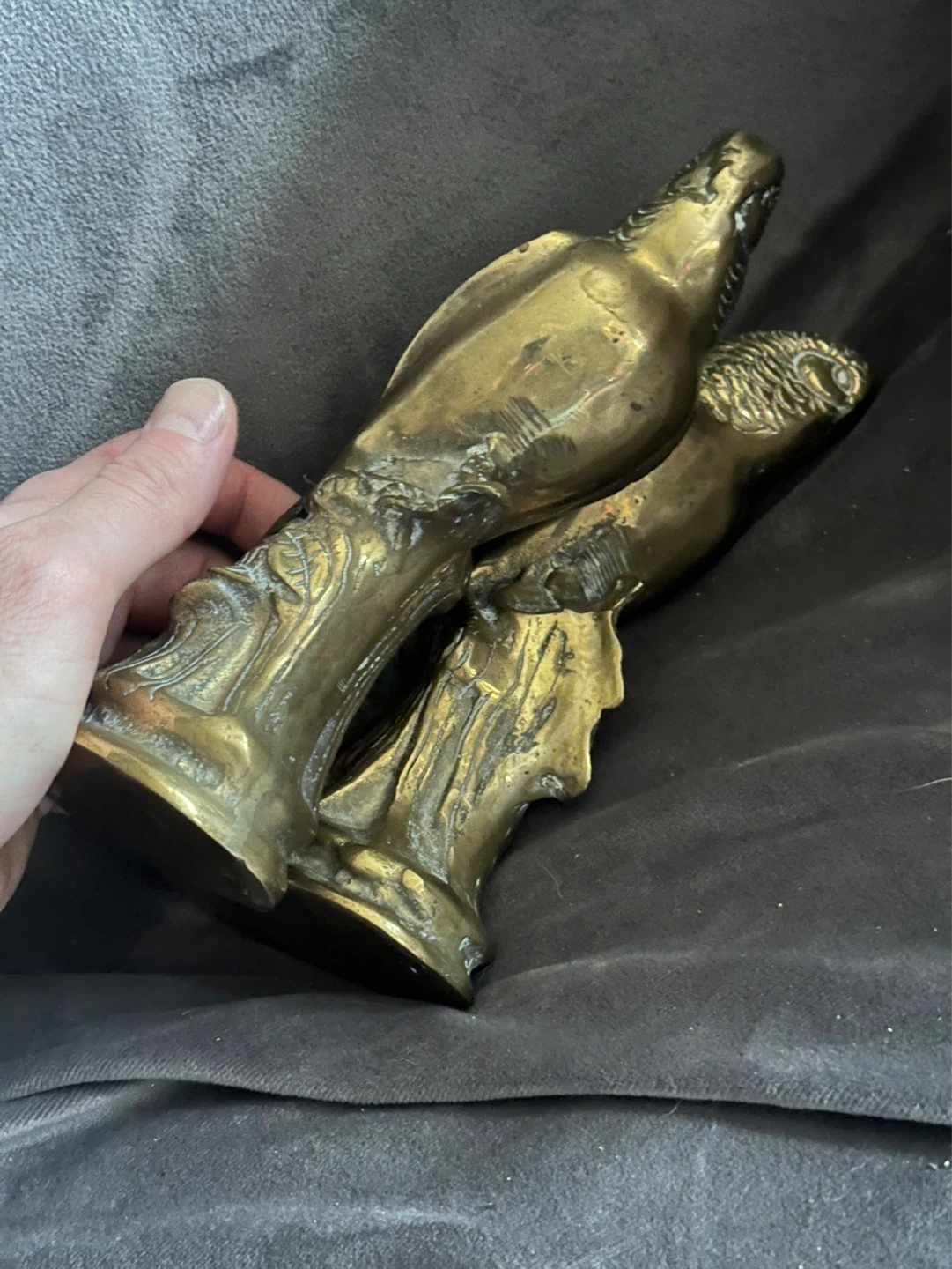 Pair of Vintage Brass Mid Century Love Bird Figurines - photo 3
