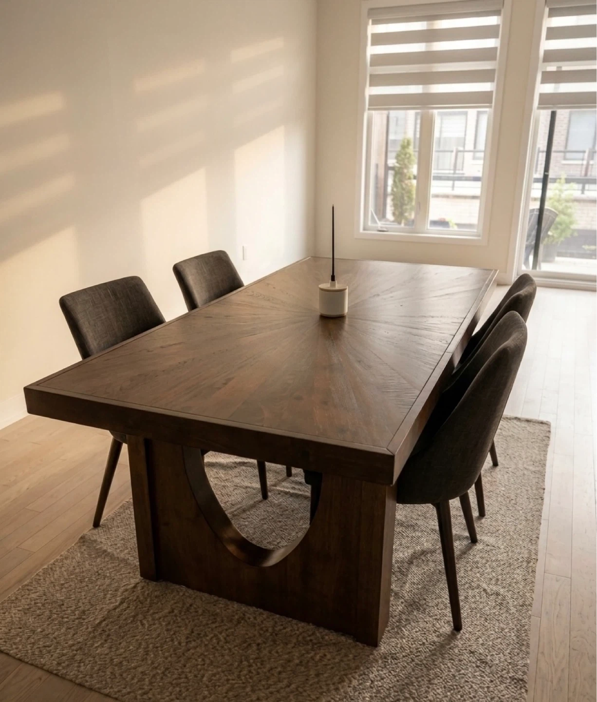 Dark Wood Dining Table with 4 Chairs