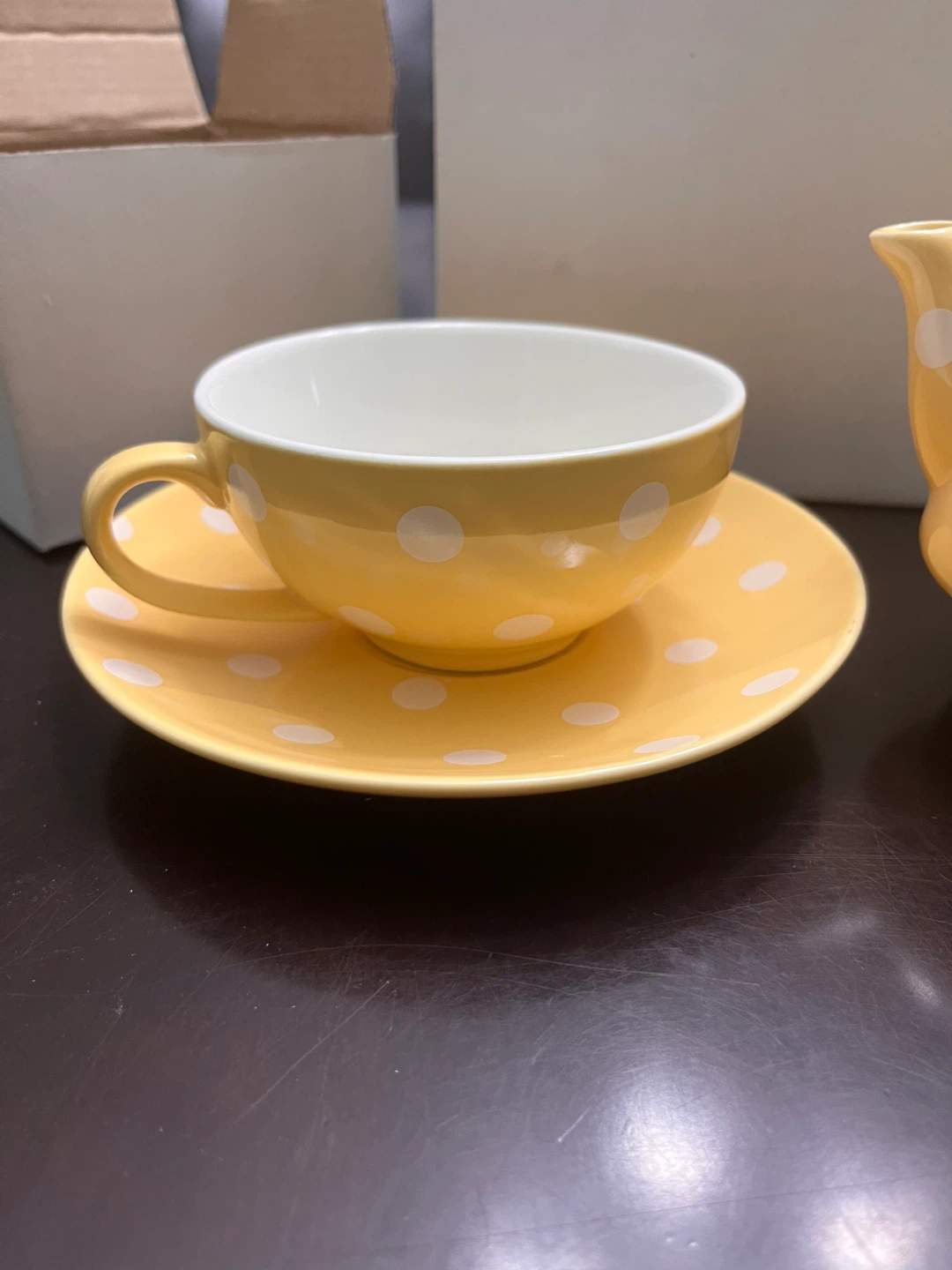 Yellow Polka Dot Teapot and Cup Set - photo 3