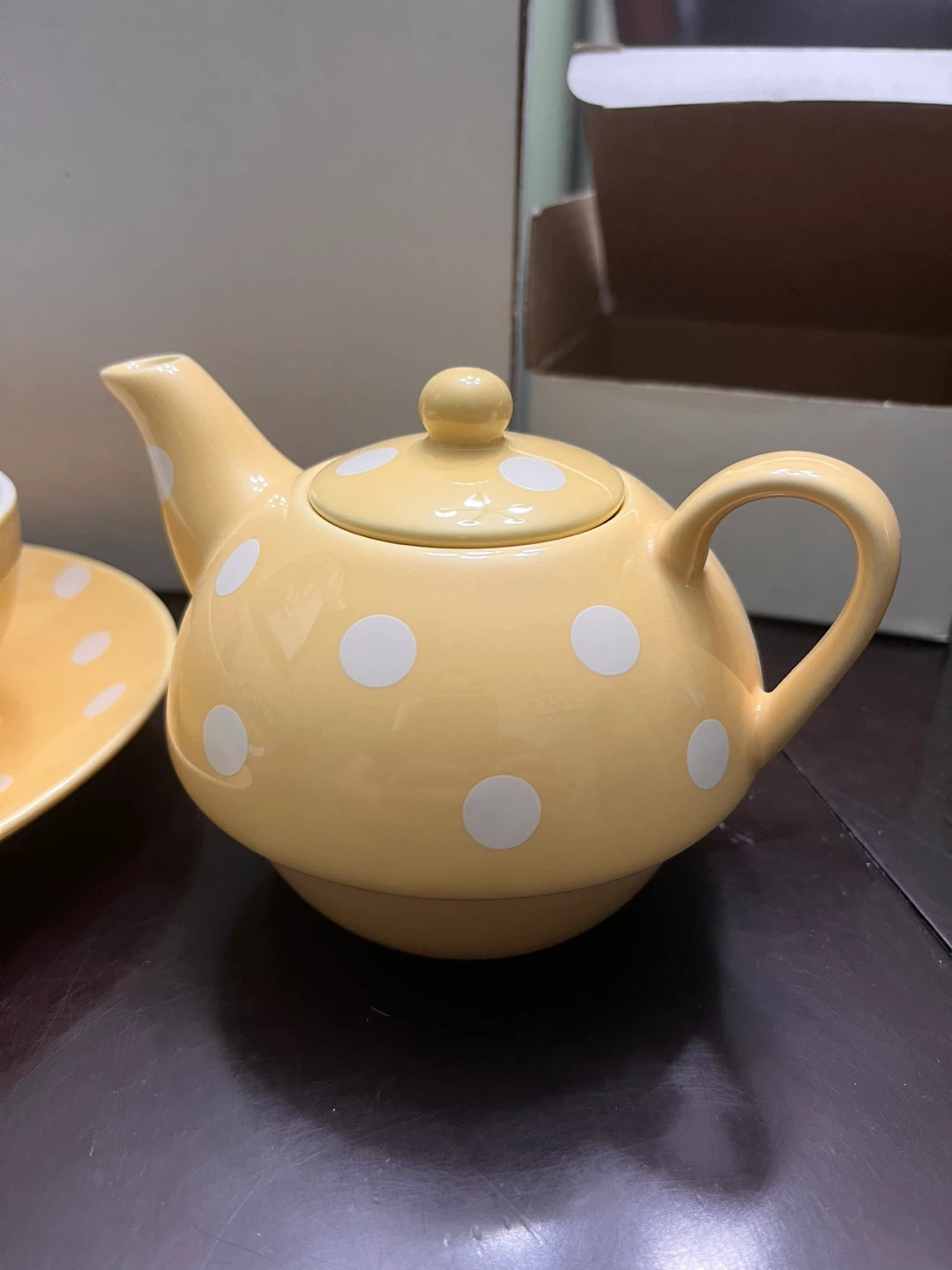 Yellow Polka Dot Teapot and Cup Set - photo 2