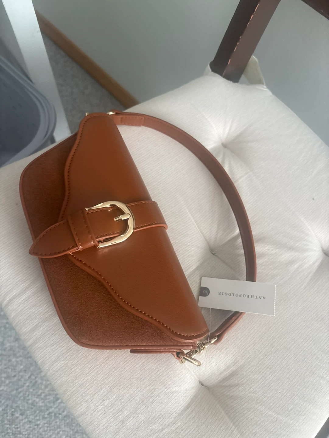 Anthropologie Brown Leather & Suede Shoulder Bag