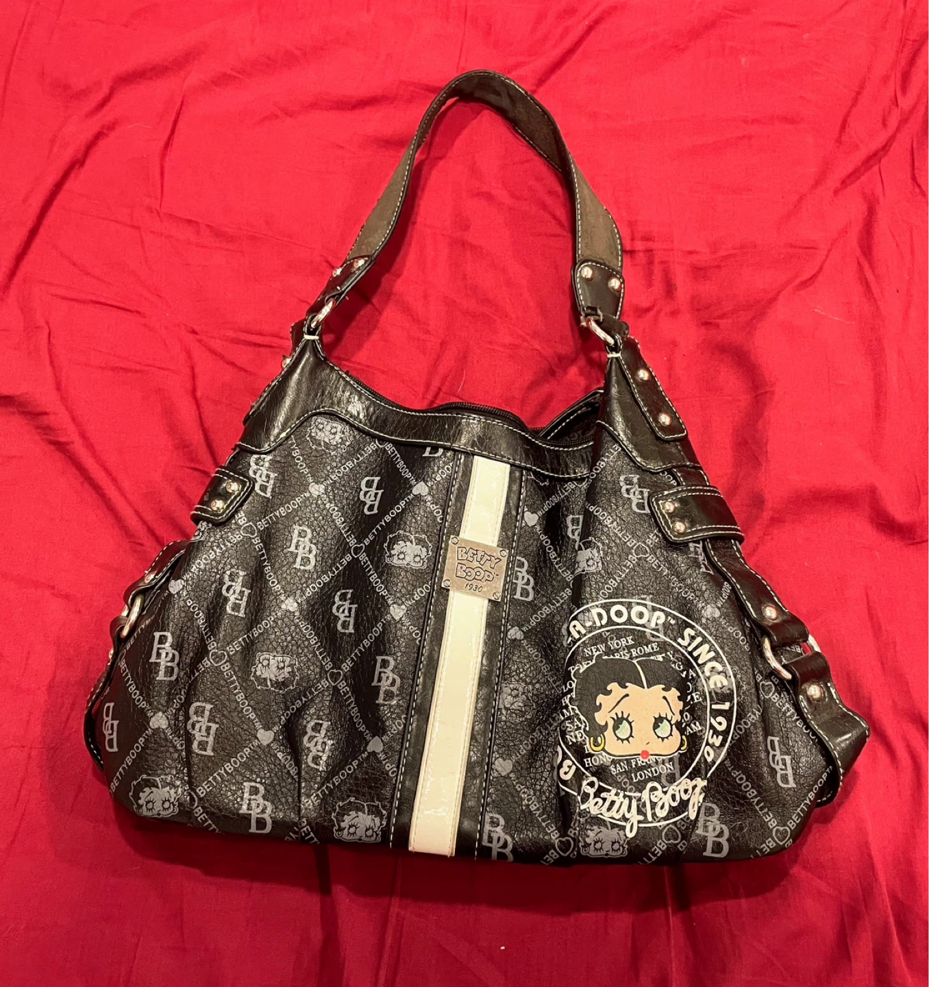 Betty Boop Black Monogram Hobo Bag