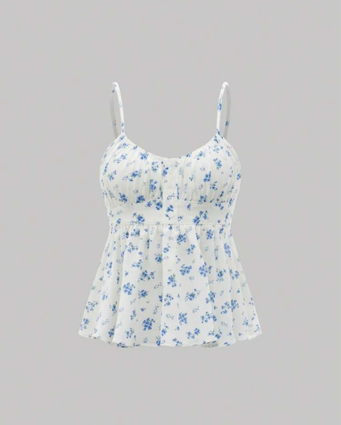 White floral cami with blue flowers