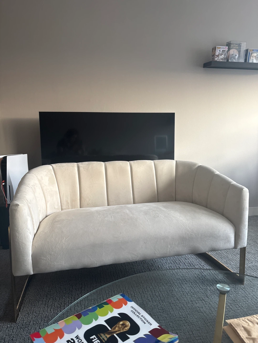 Cream Velvet Loveseat - photo 2
