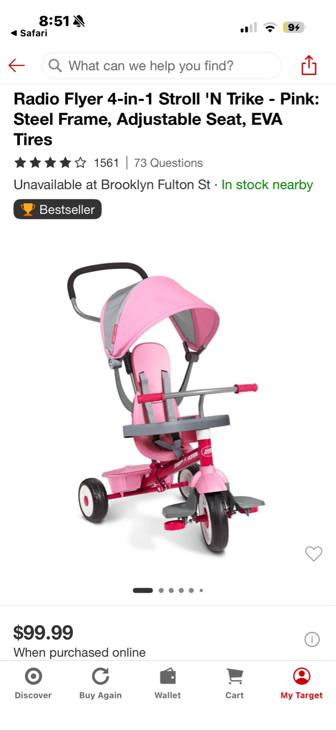 Radio Flyer 4-in-1 Stroll 'N Trike - Pink - photo 2