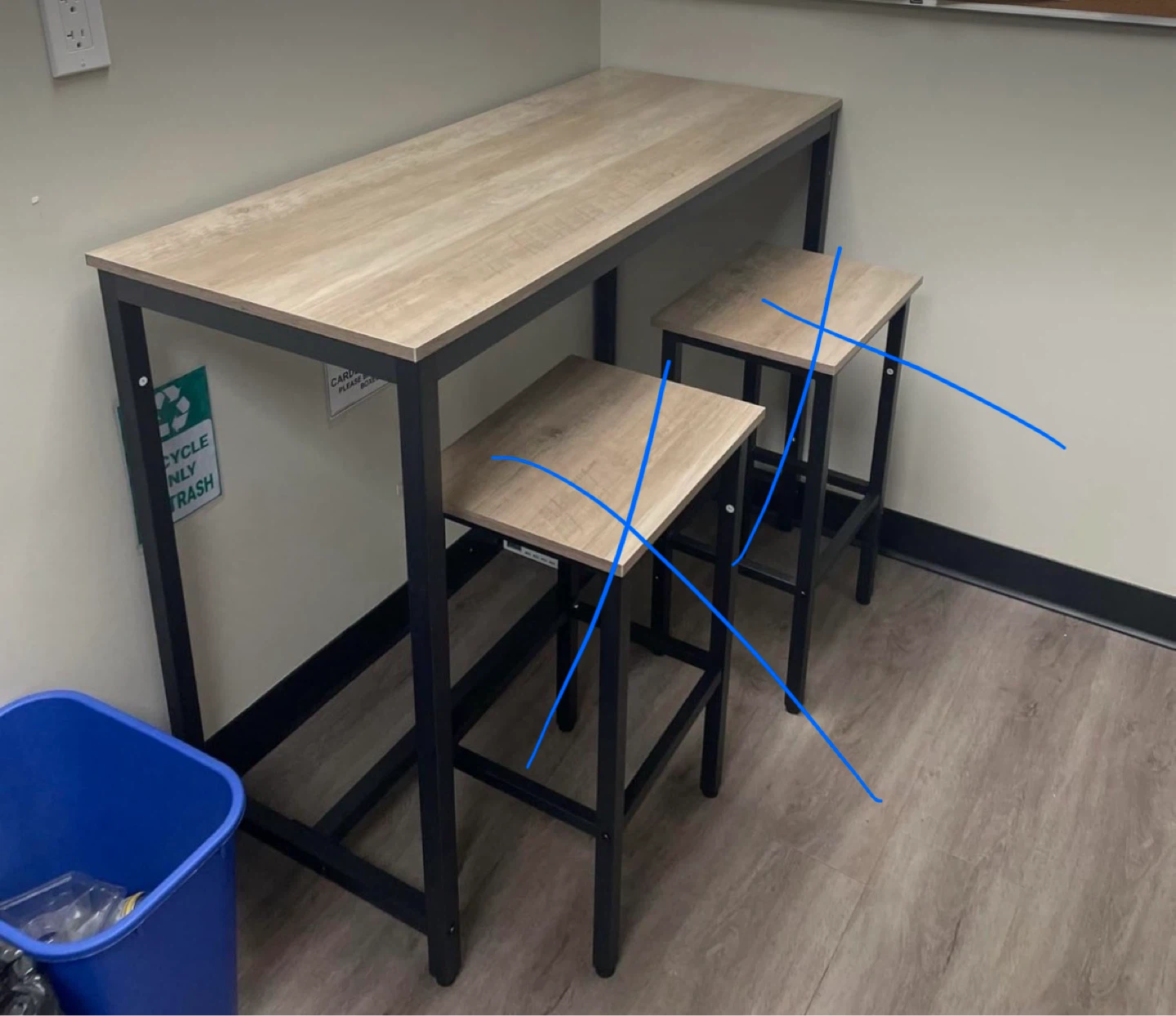 Bar Table Narrow Table Black Grey 19”Wx47”x36”H