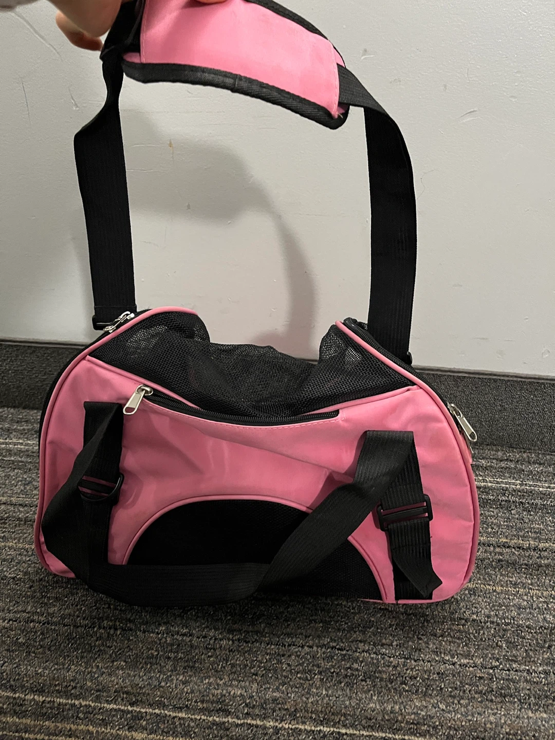 Pink and Black Pet Carrier Bag