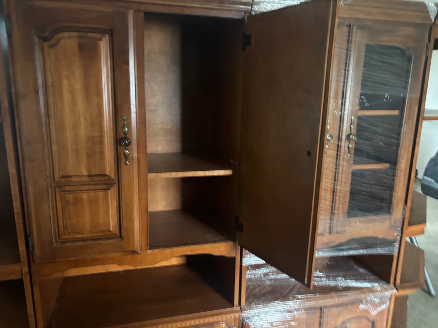 Wooden Entertainment Unit with Shelving and Cabinets - photo 2