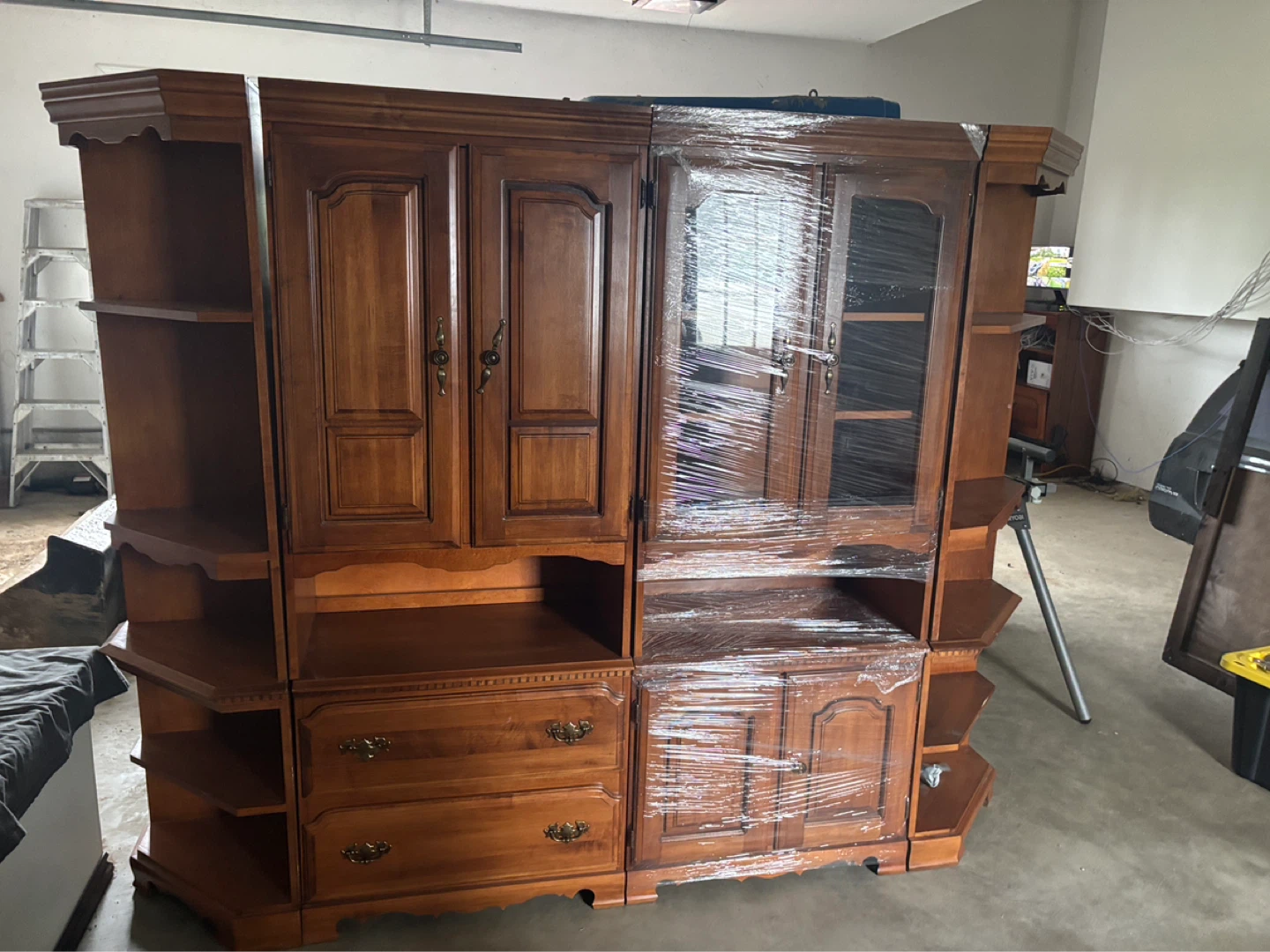 Wooden Entertainment Unit with Shelving and Cabinets - photo 4