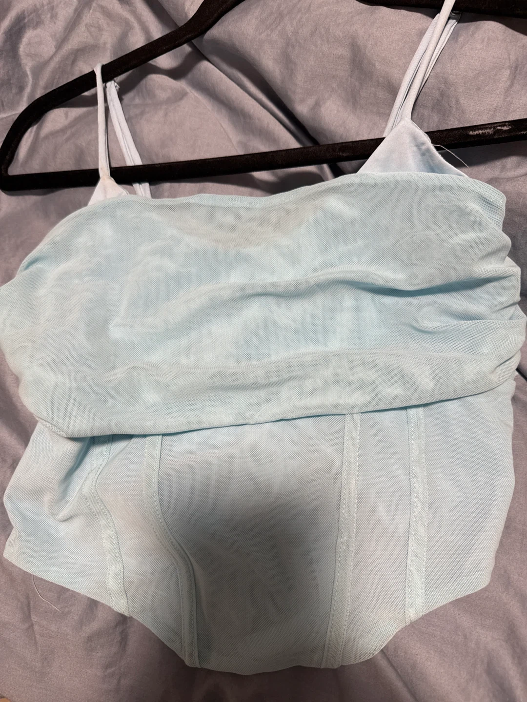 Forever 21 Light Blue Ruched Bodysuit Top - Size L - photo 2