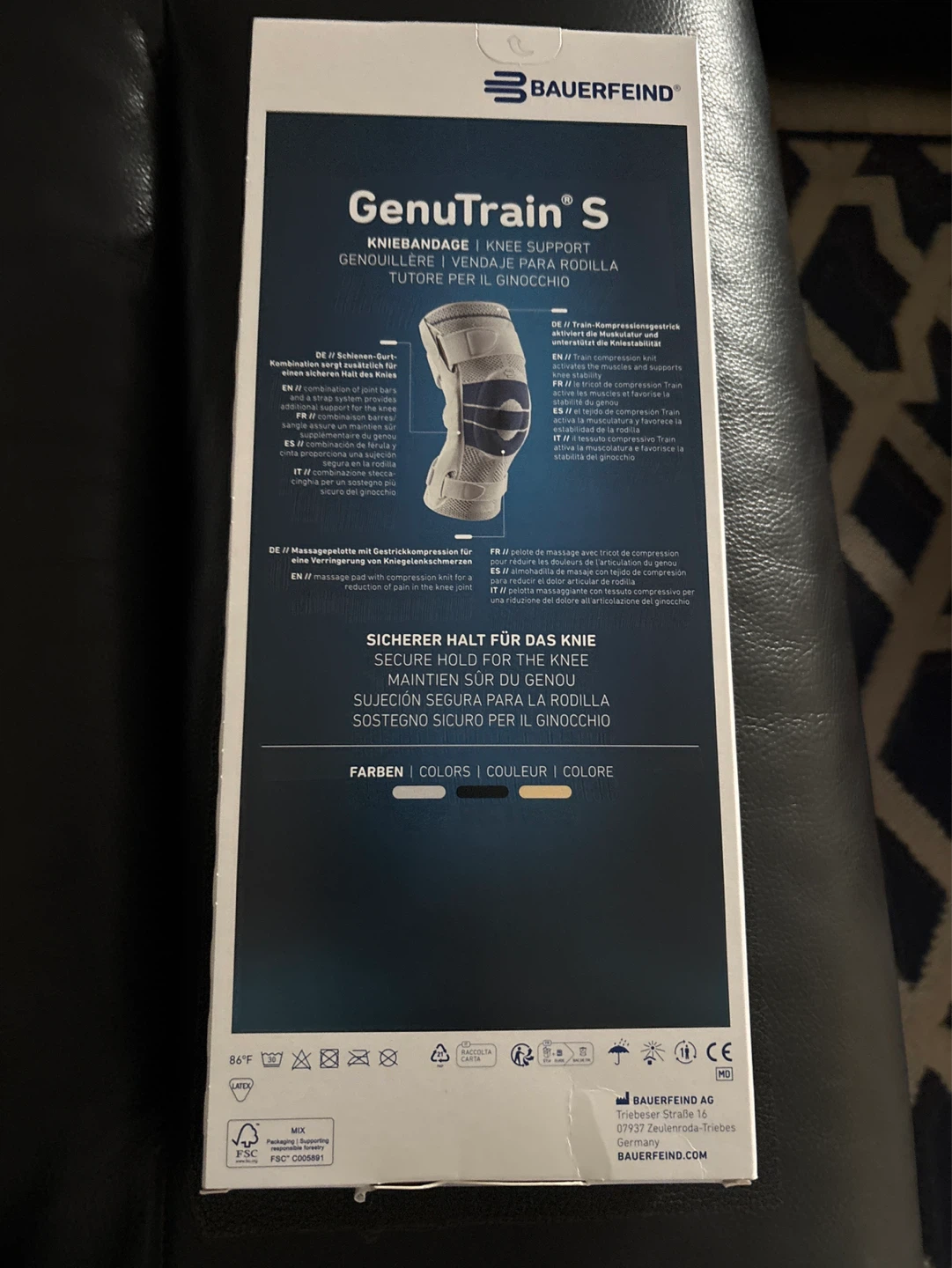 Bauerfeind GenuTrain S Knee Support Brace - Size 3, Titan - photo 4