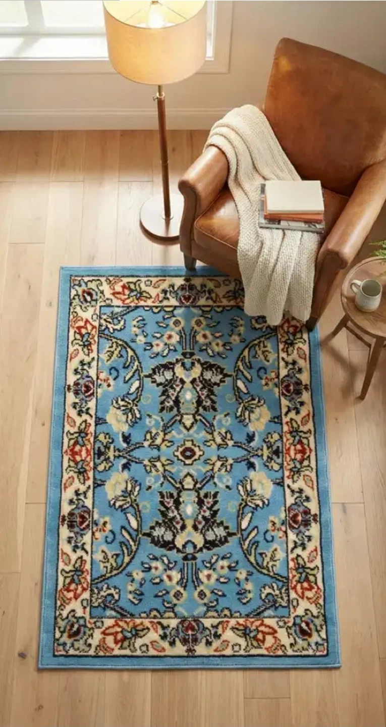 Two Blue Floral Area Rugs - photo 2