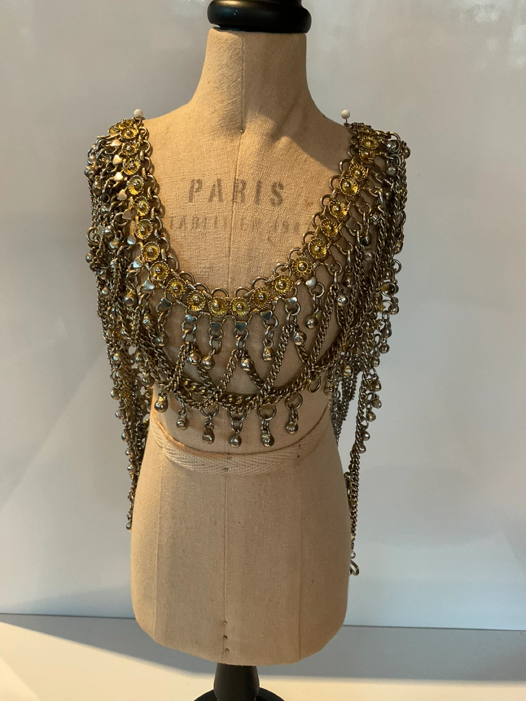 Vintage  Statement Necklace / chainmail belly belt
