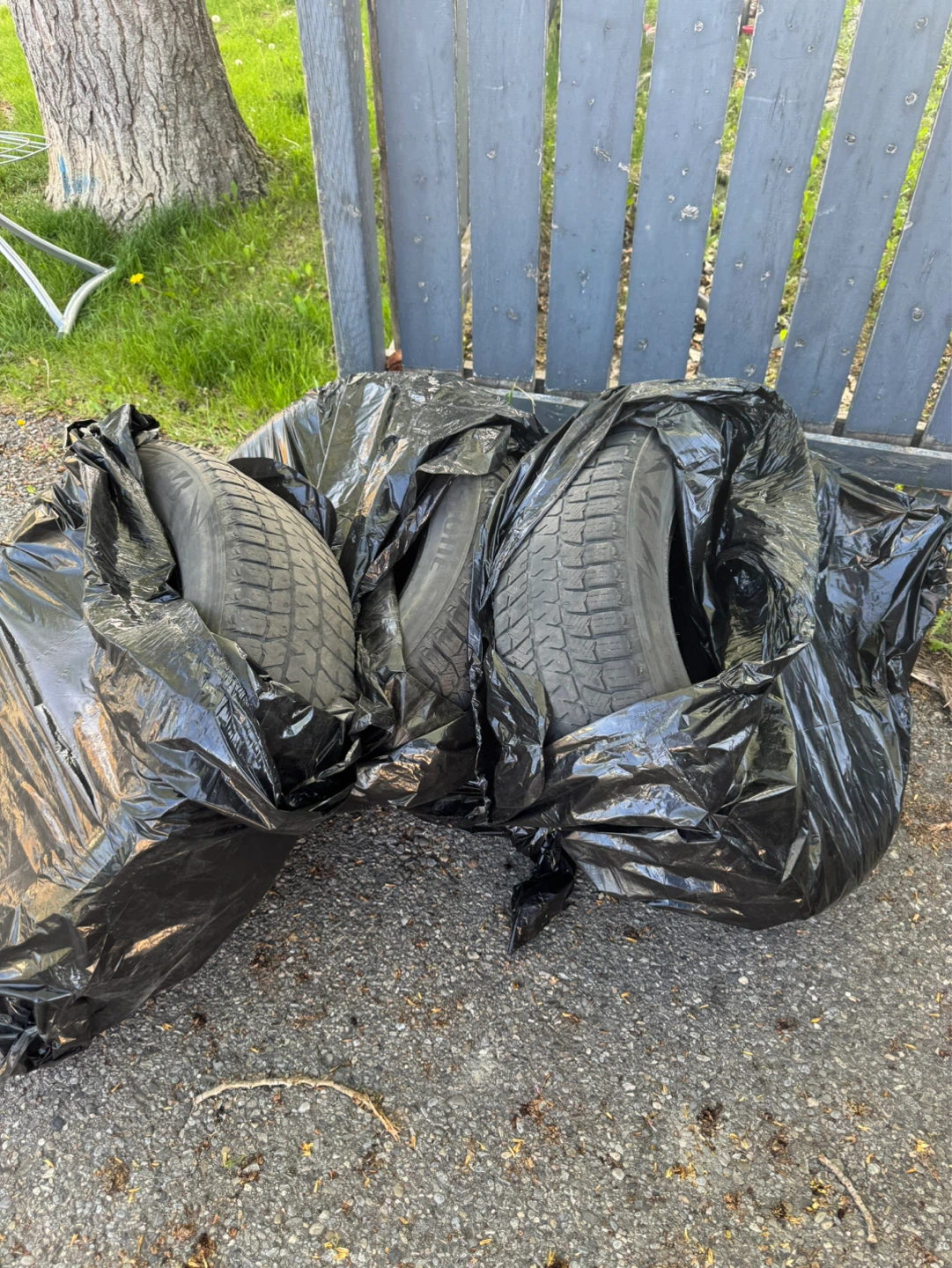 Four Winter Tires in Black Bags