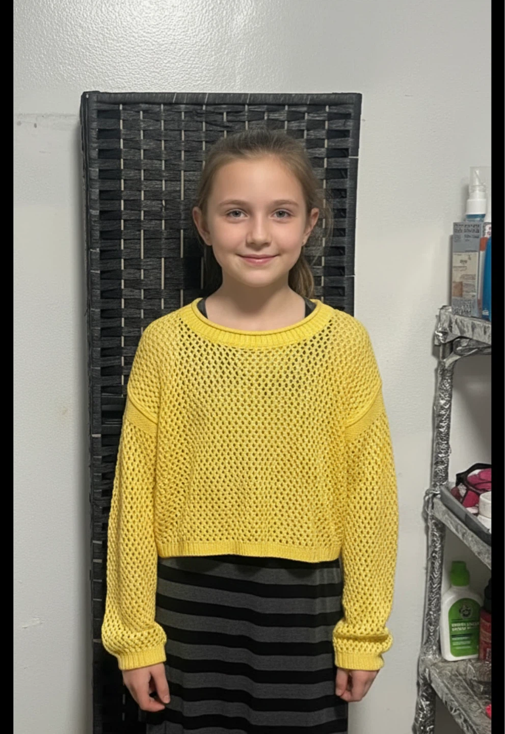 Yellow Cropped Mesh Sweater 8 / 10 size kids