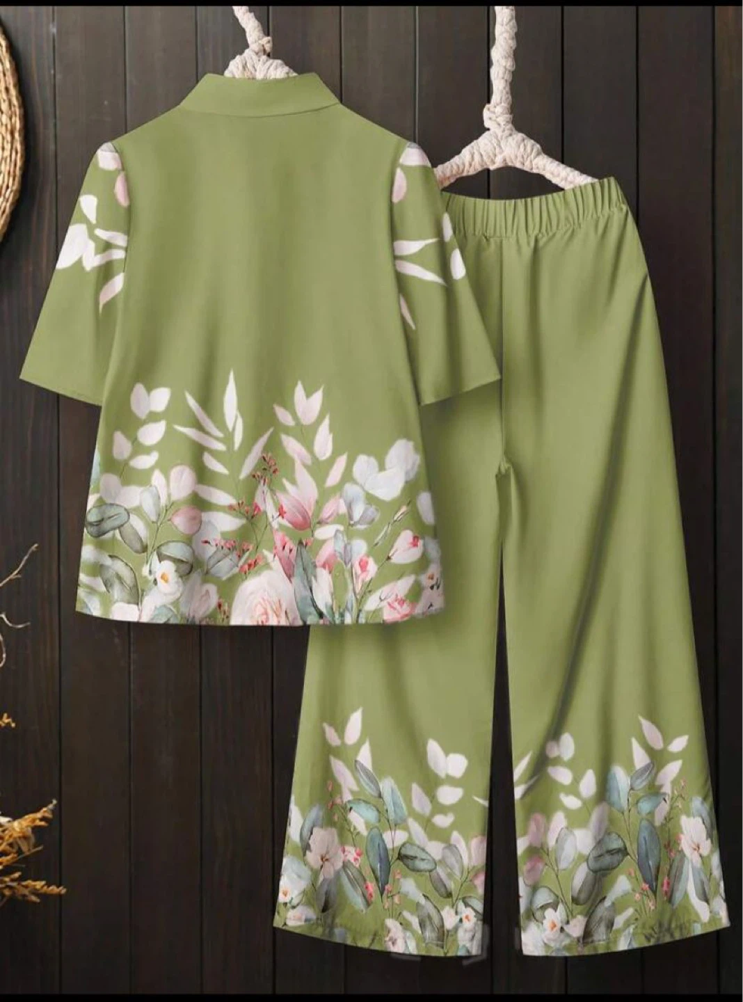Women's Floral Print Green Pyjama Set - photo 2