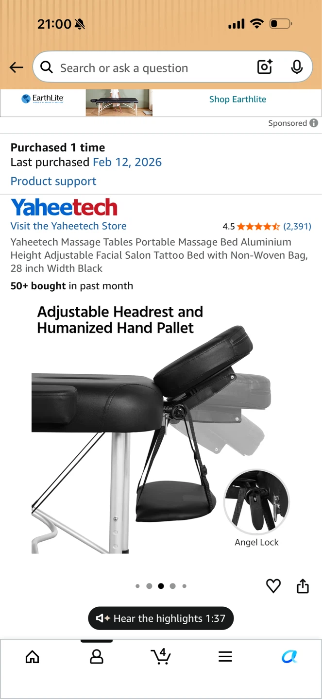 Yaheetech Portable Massage Table - Black