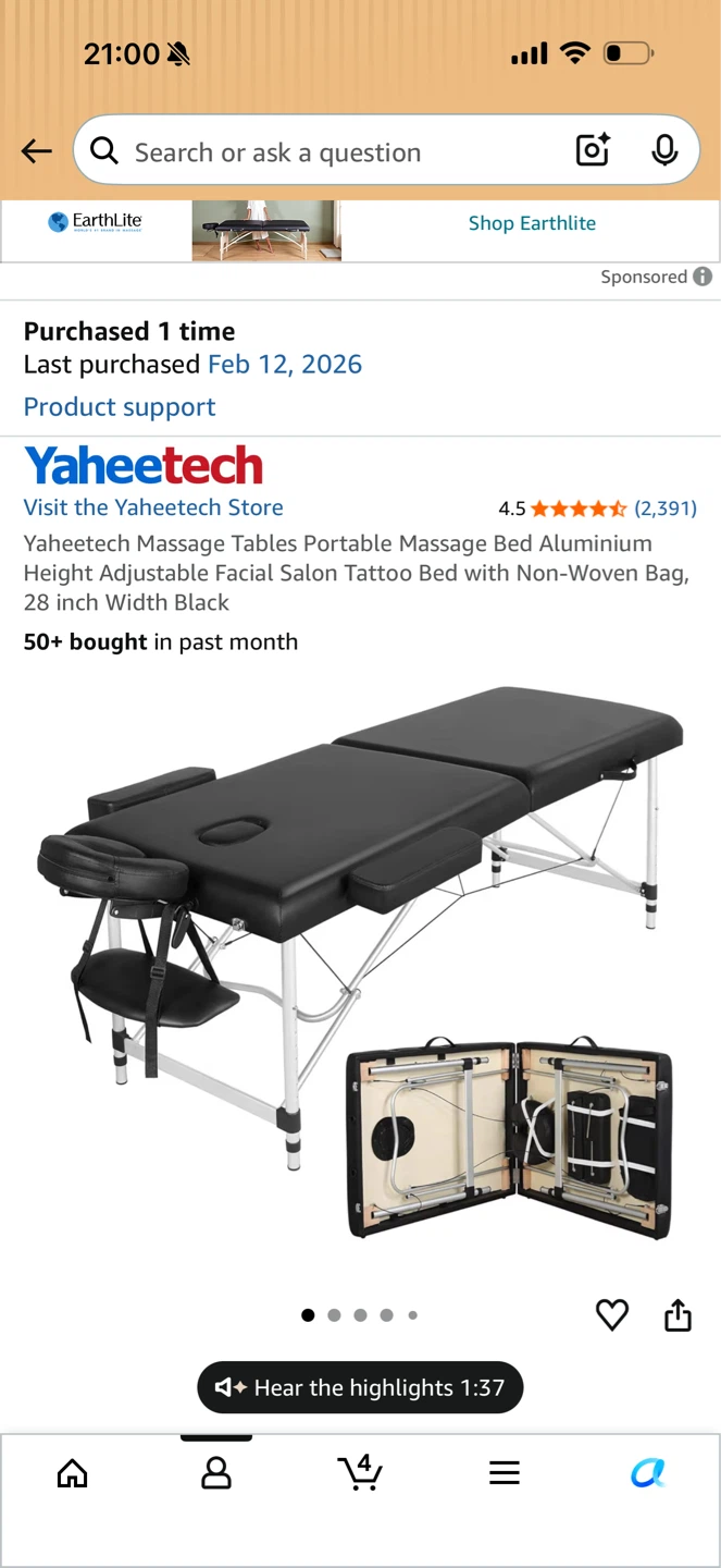 Yaheetech Portable Massage Table - Black - photo 3