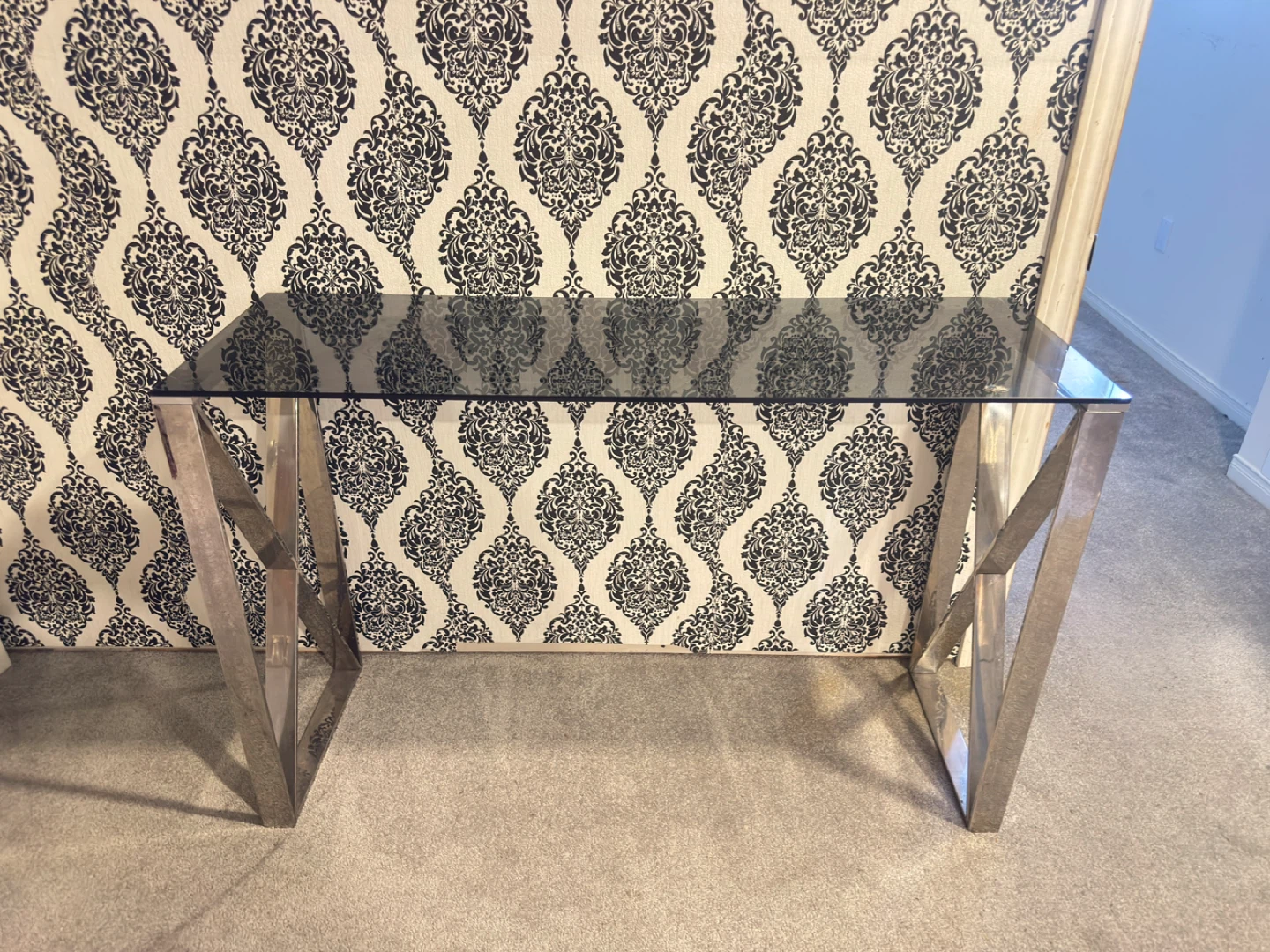 Glass Top Console Table with Metal Base - photo 3