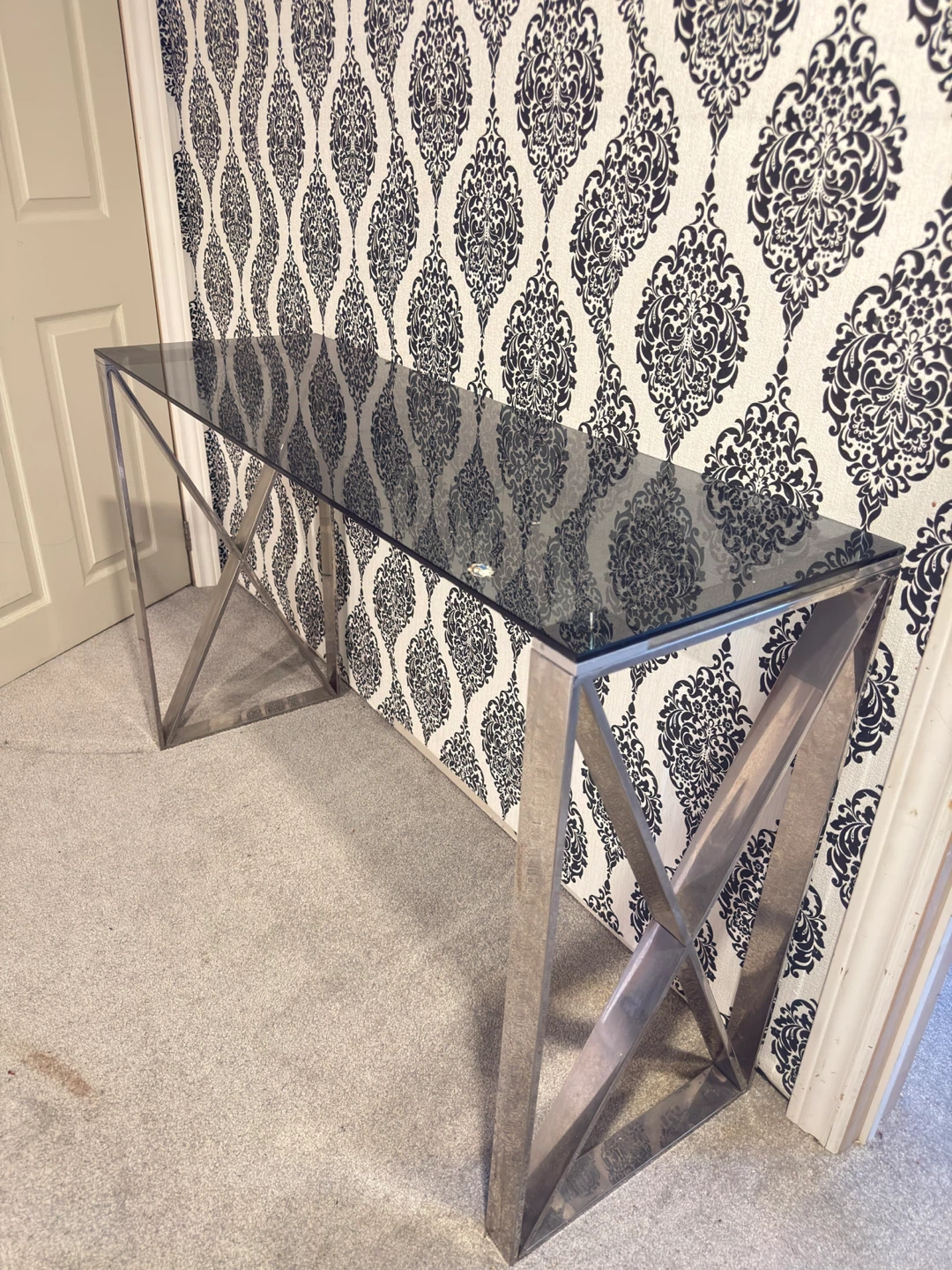 Glass Top Console Table with Metal Base - photo 2