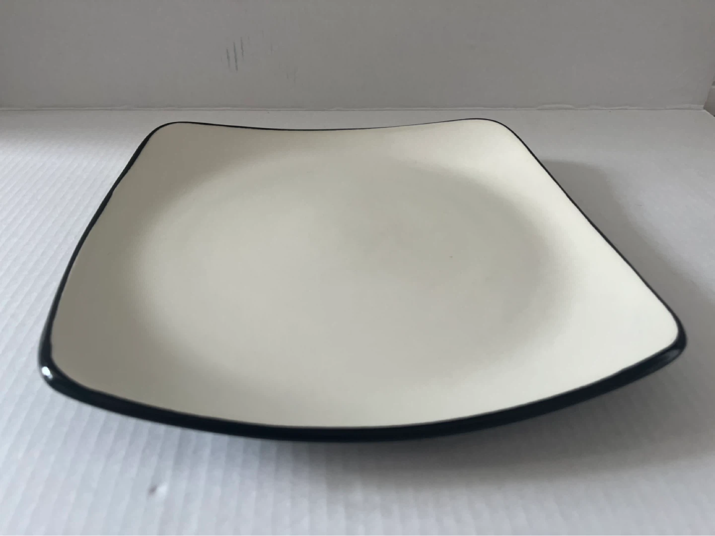 Cream Square Plate with Black Rim