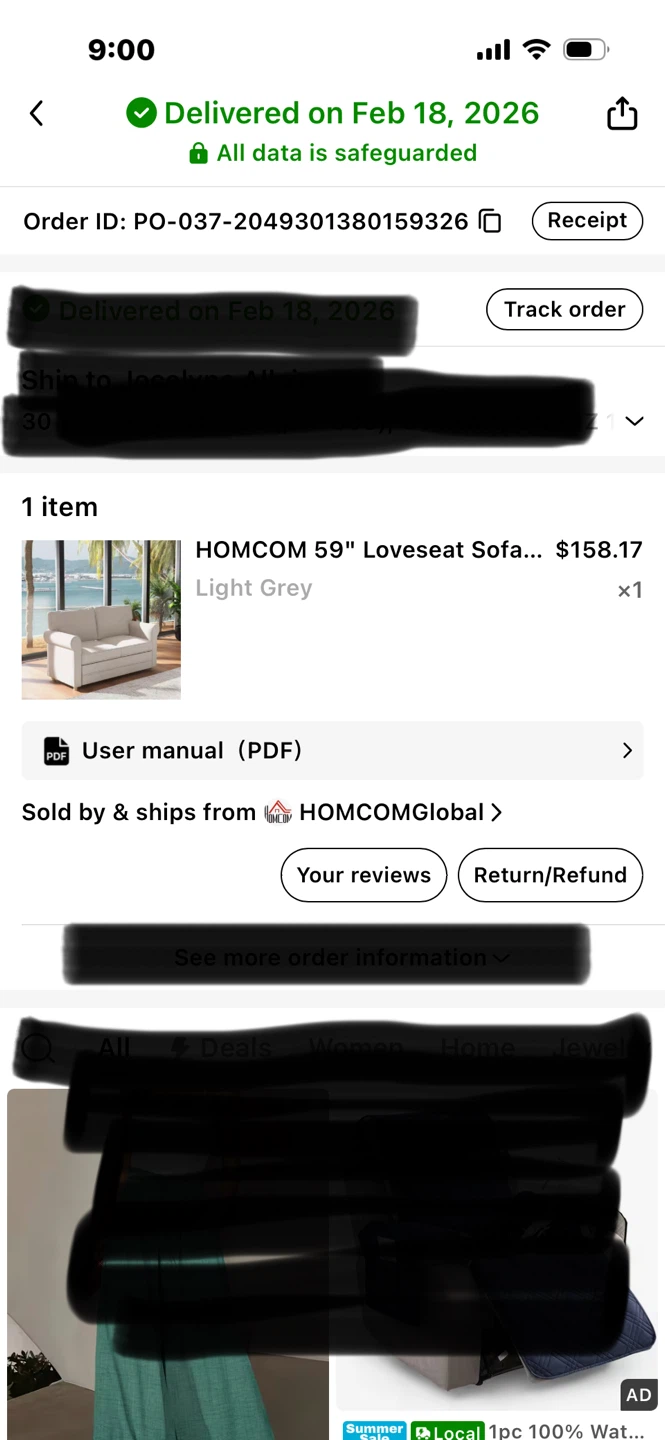Cream Loveseat Sofa - photo 3