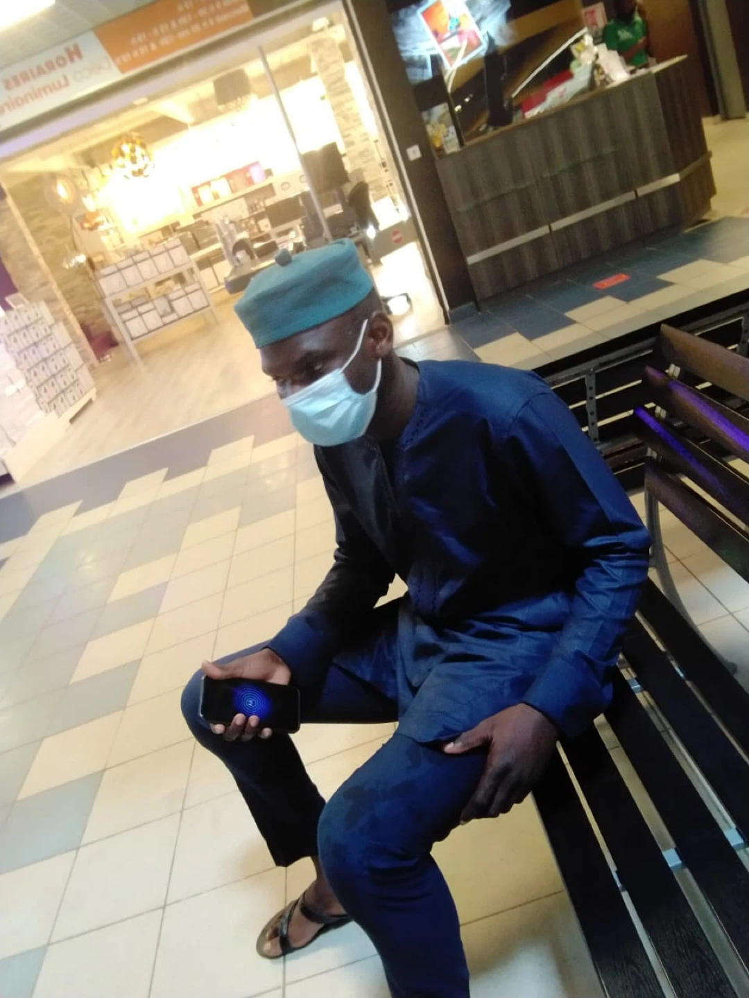Blue Babban Riga Kaftan and Trousers