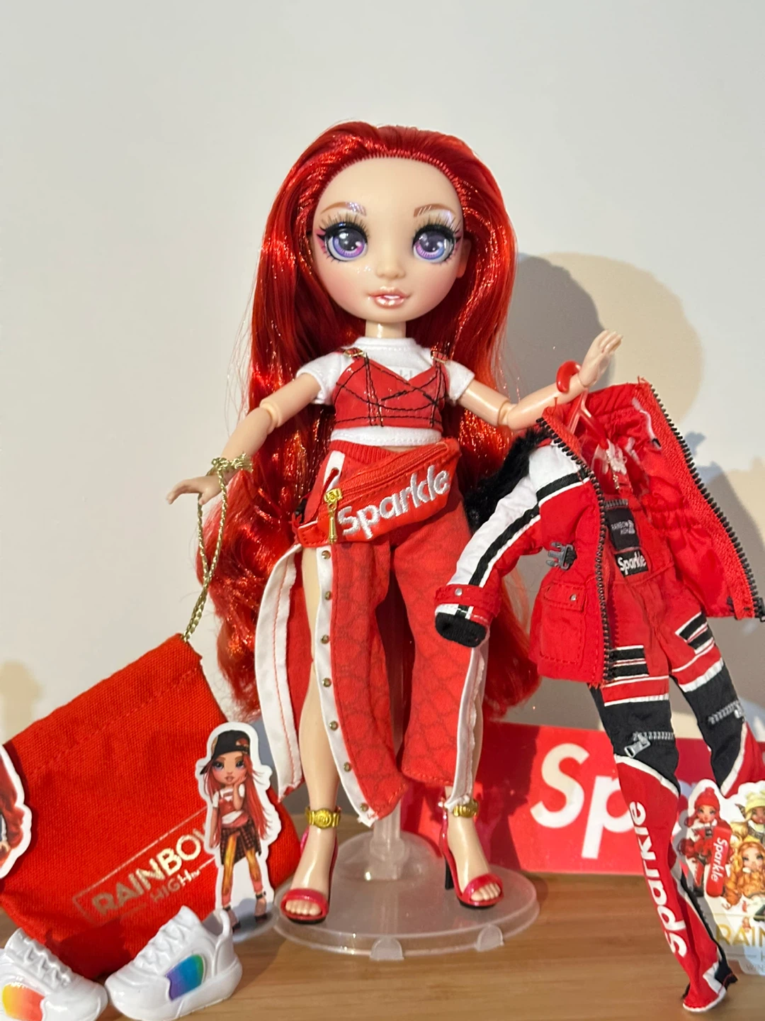 Mint Rainbow High Doll with Red Sparkle Outfit & Accessories - photo 3