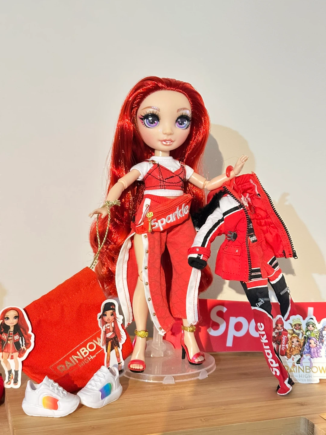 Mint Rainbow High Doll with Red Sparkle Outfit & Accessories - photo 4