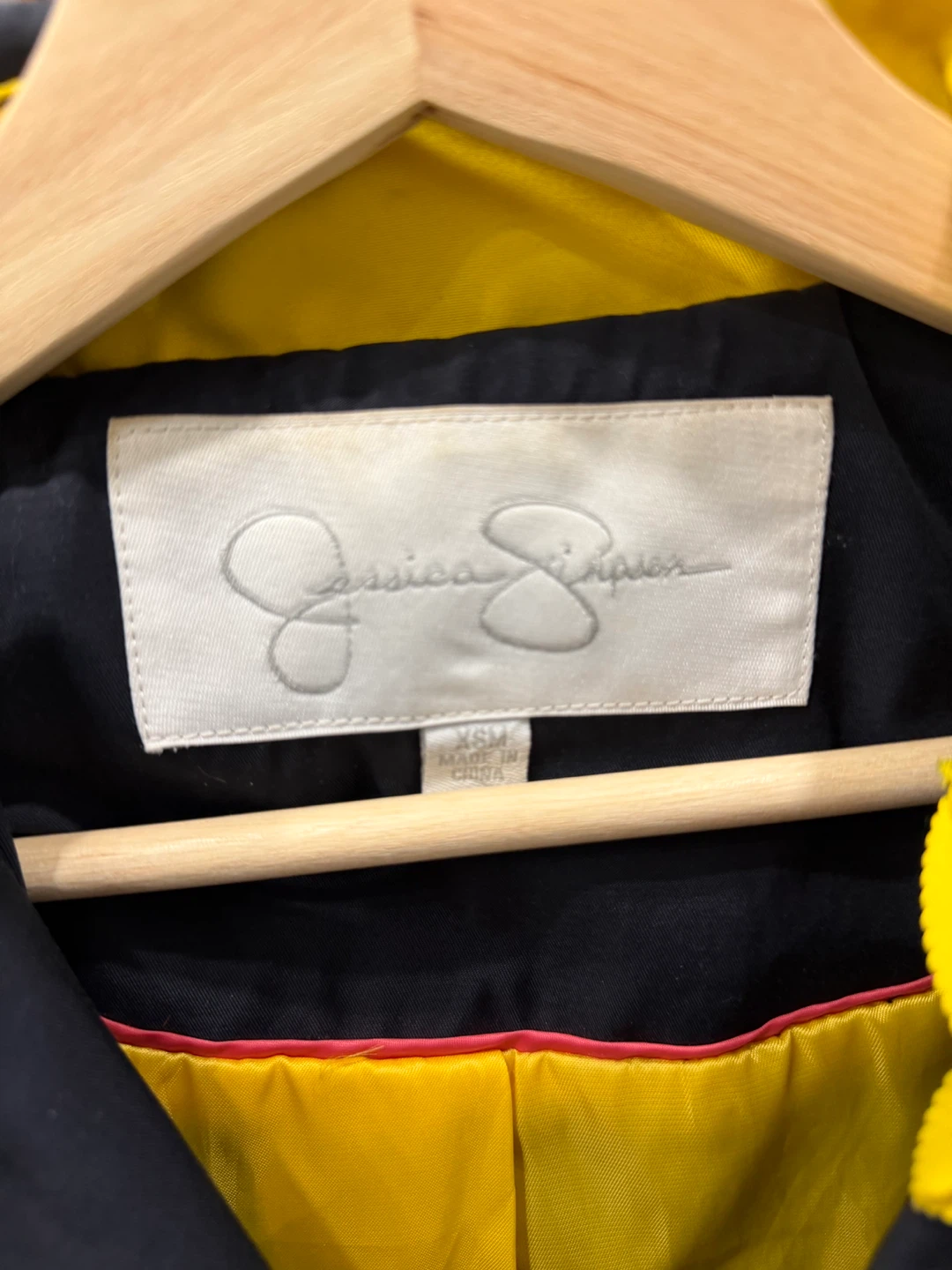 Jessica Simpson Navy and Yellow Scalloped Trench Coat - photo 4