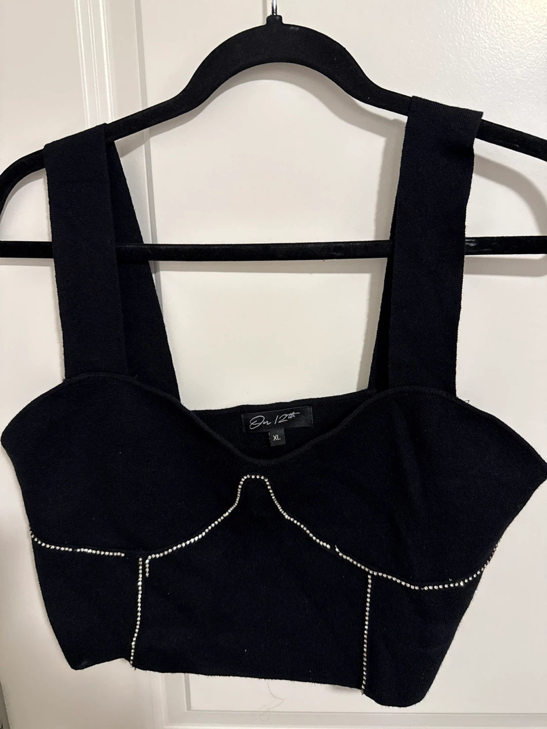 On 12th Black Embellished Crop Top XL