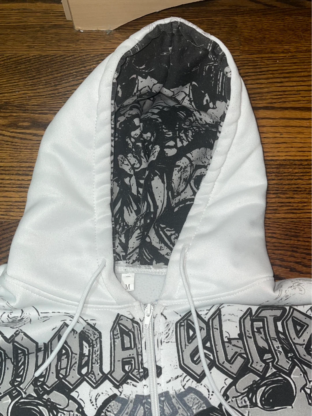 White Zip-Up Hoodie with affliction print - photo 2