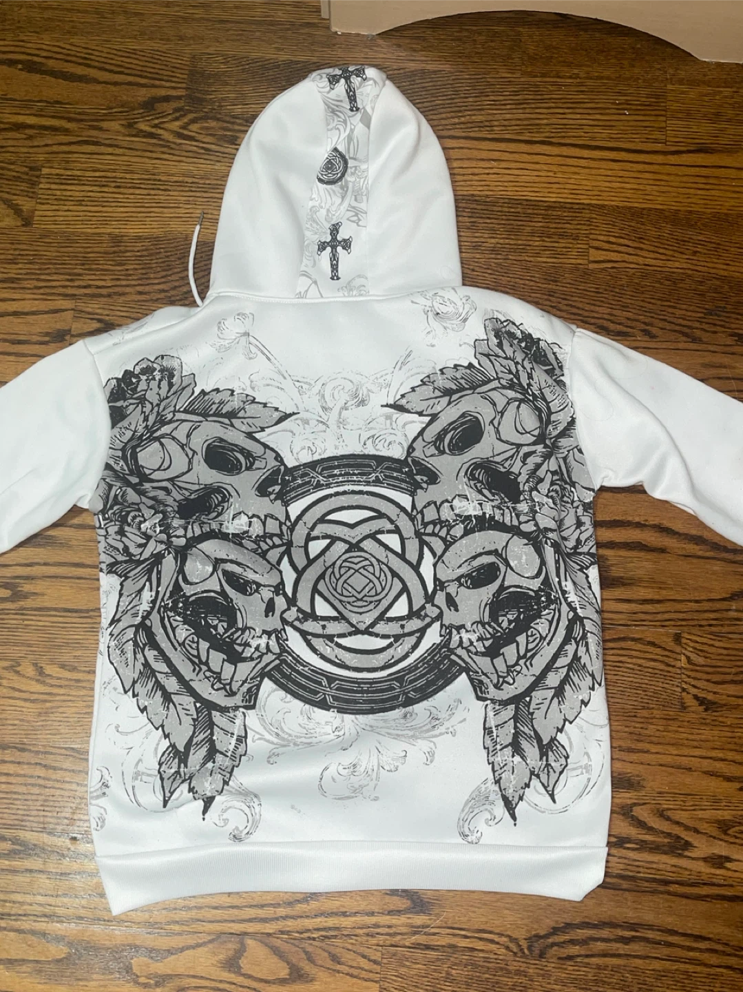White Zip-Up Hoodie with affliction print - photo 3