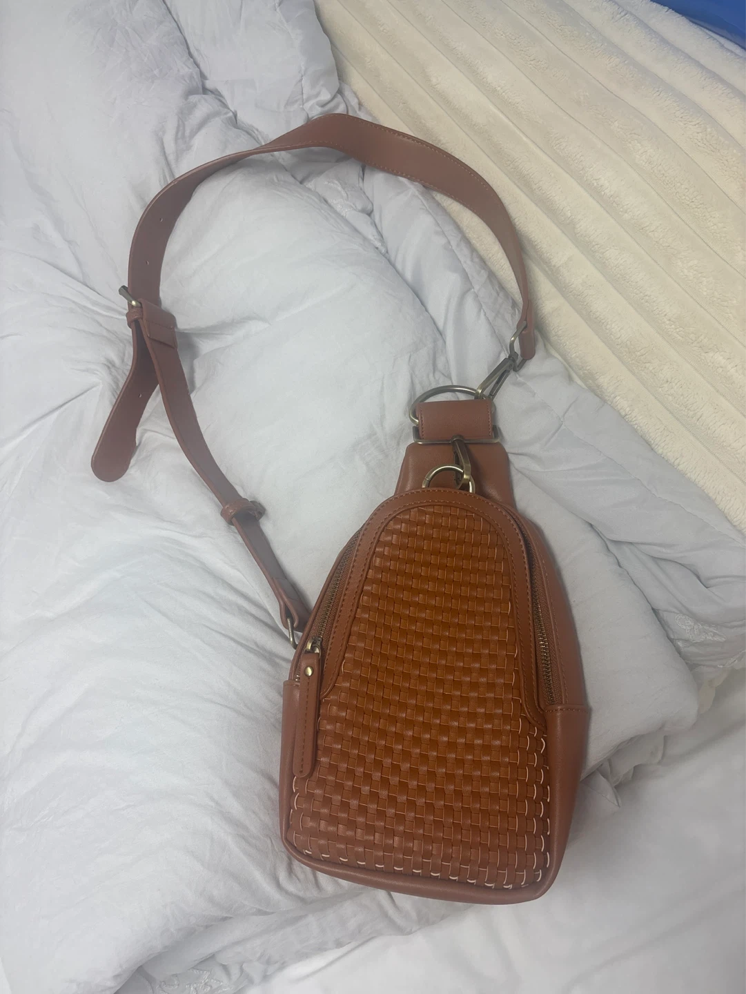 Urban Originals Woven Crossbody Bag - Tan
