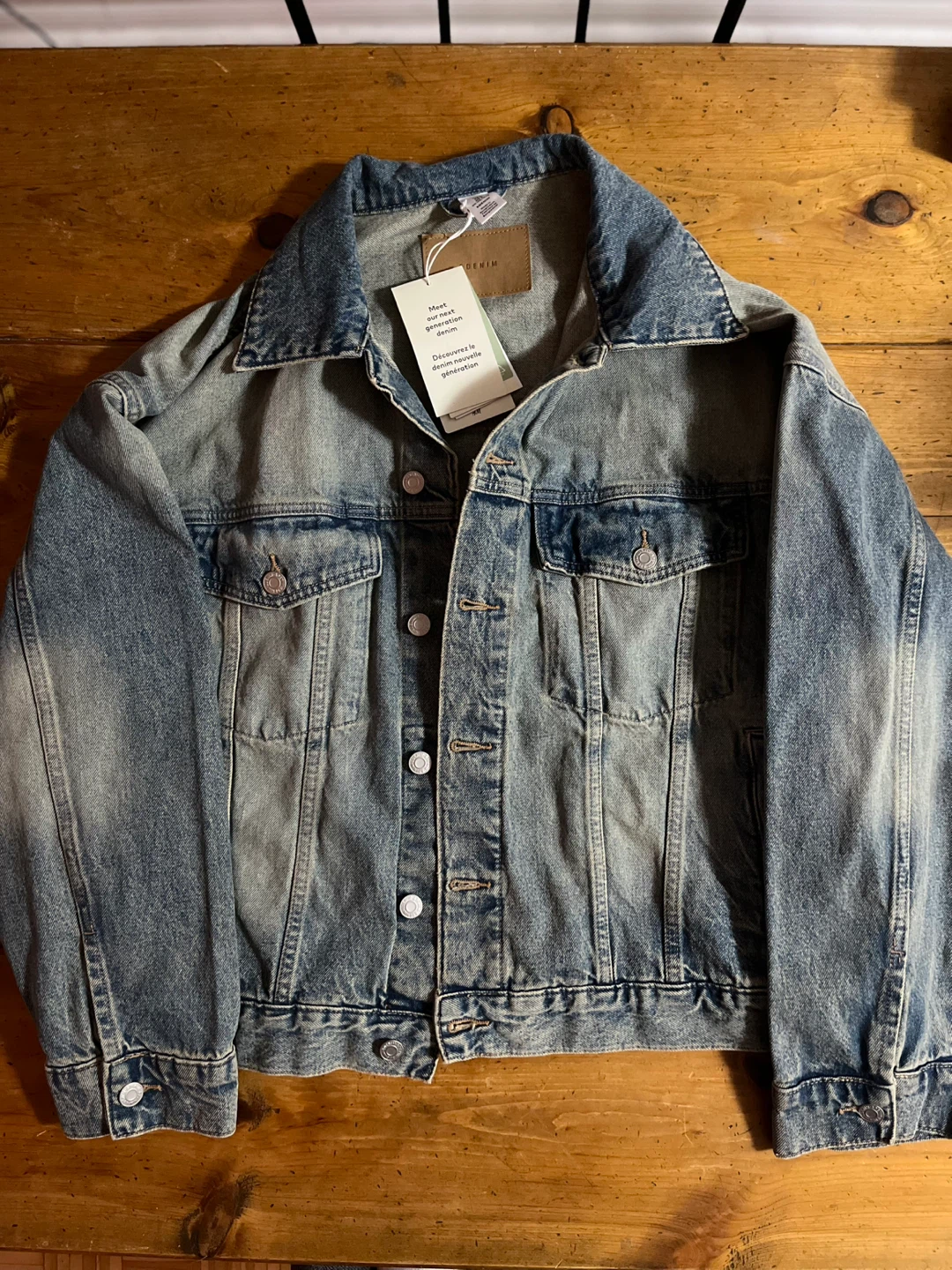 H&M &Denim Oversized Jean Jacket, Large, New With Tags