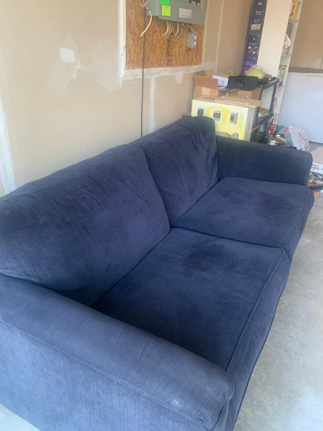 Dark Blue Corduroy Sofa