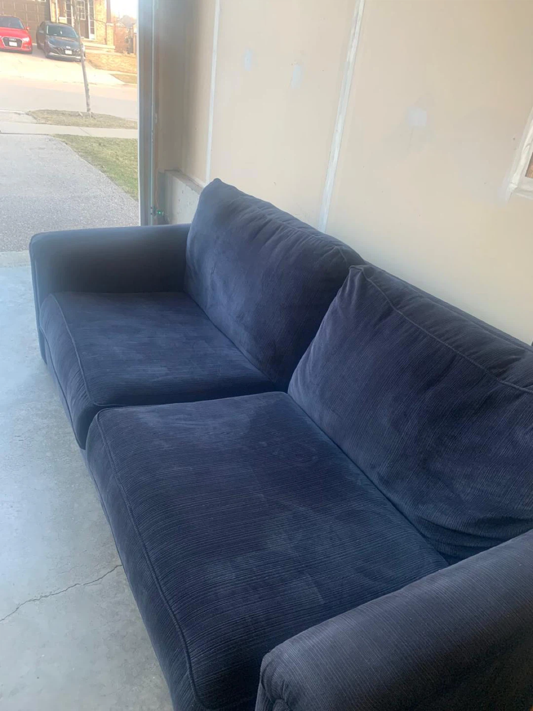 Dark Blue Corduroy Sofa - photo 2
