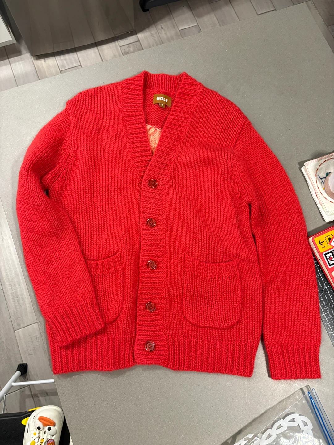 Golf Le Fleur Red Flower Cardigan *RARE*