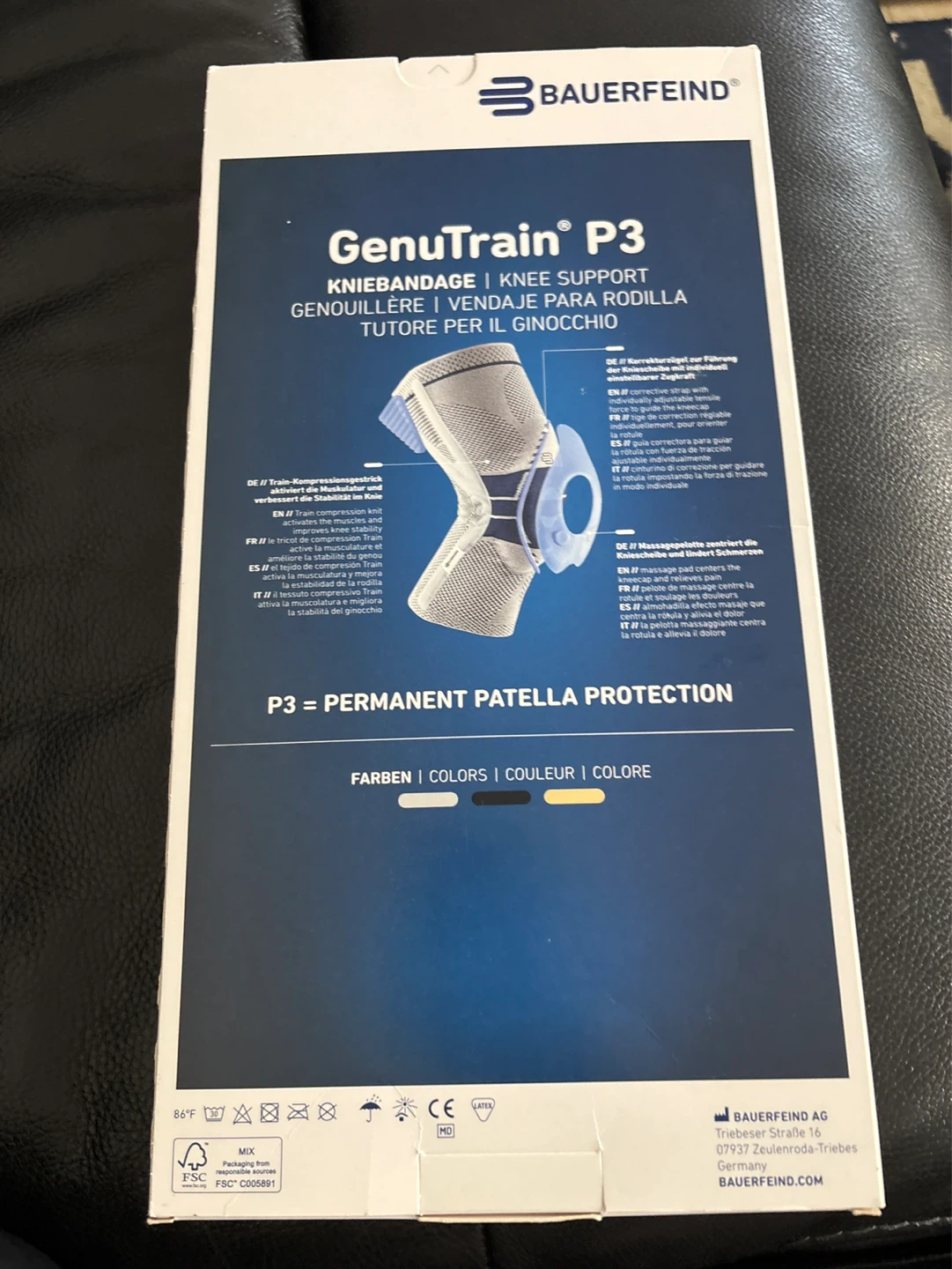 Bauerfeind GenuTrain P3 Knee Support Brace - Size 5, Titan Color - photo 3