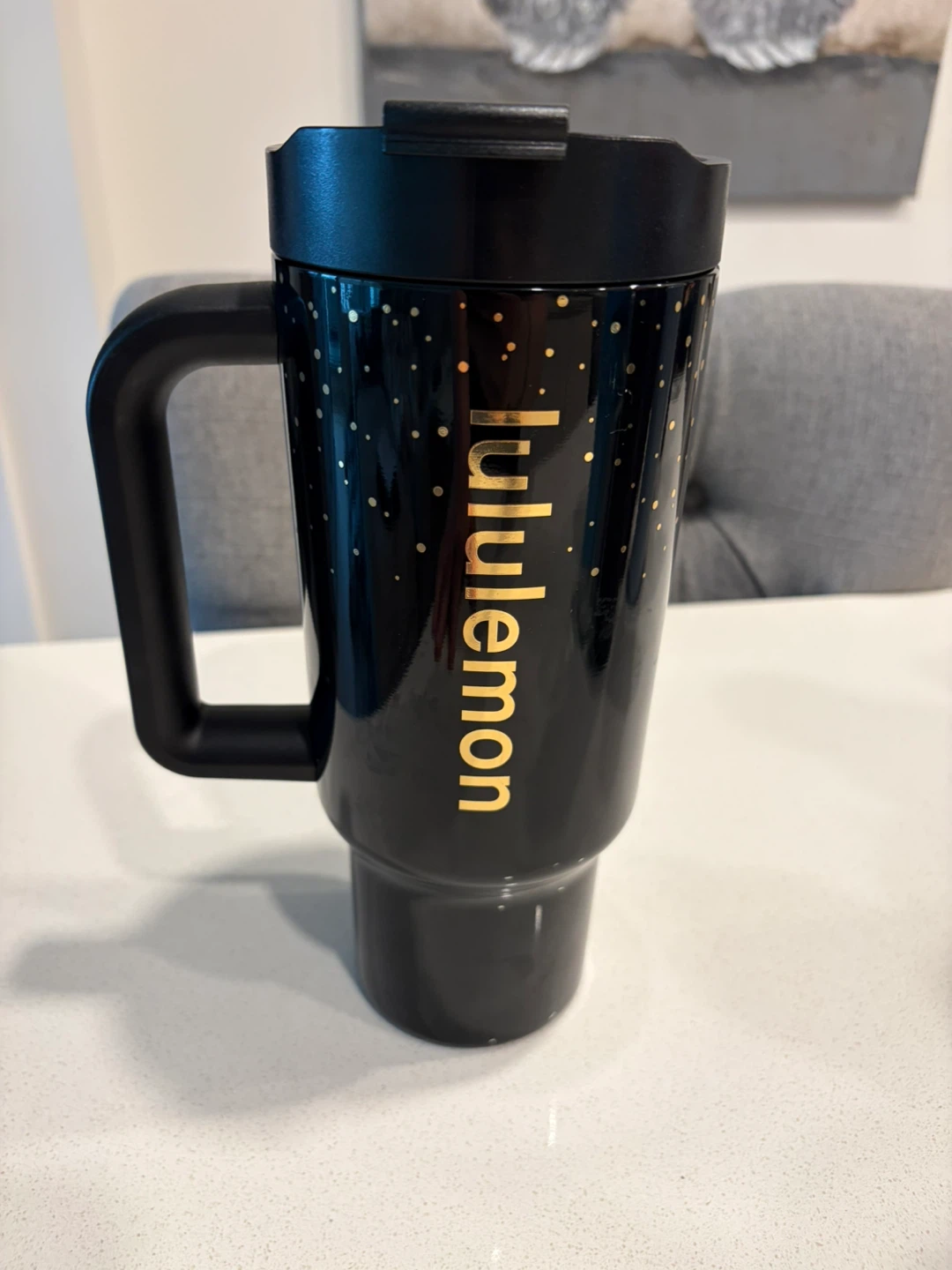 Lululemon Black Travel Mug with Gold Dots - photo 2