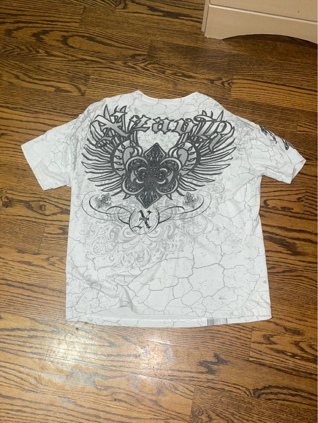 White T-Shirt with Skull and Sword Graphic - photo 3