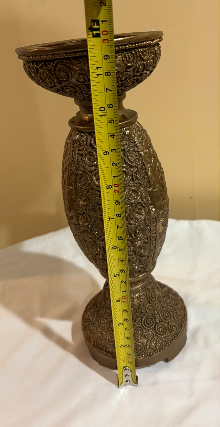 Vintage Ornate  Candlestick Holder Bronze Tone - photo 5