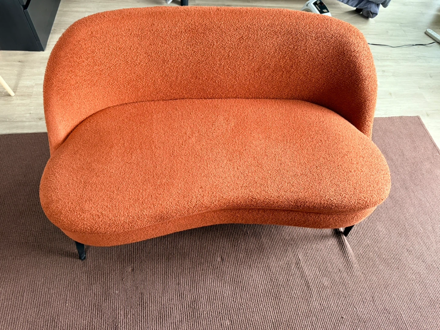 Orange Boucle Loveseat - photo 2