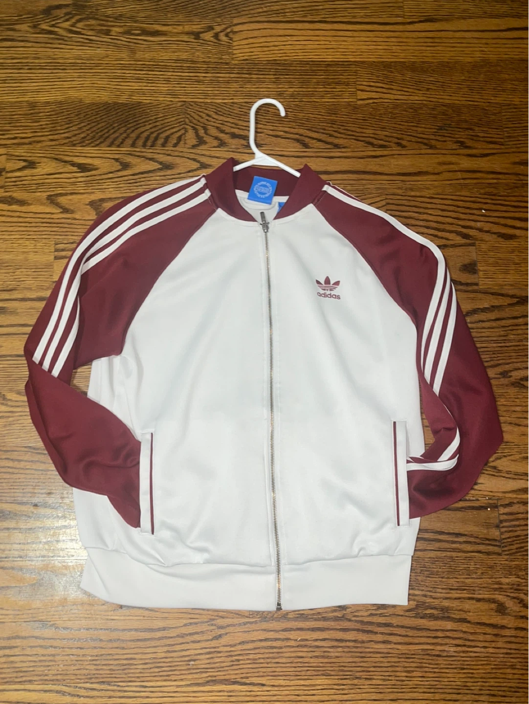 Adidas Track Jacket White Burgundy