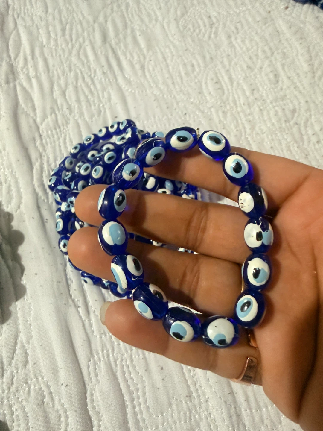 Evil Eye Beaded Bracelets - Blue, Green, White with Roses - photo 3
